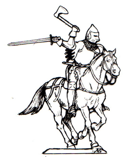 polnischer Ritter mit Streitaxt oder Schwert zuschlagend