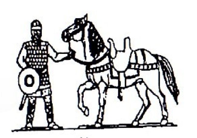 normannischer Ritter mit Pferd