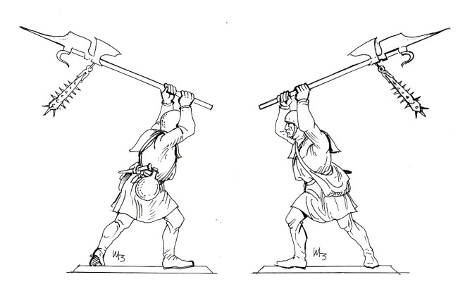 Bauernkrieger mit Waffe zuschlagend - Kombinationsfigur