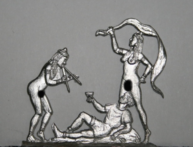 Römer mit ägyptischer Flötenspielerin und Tänzerin