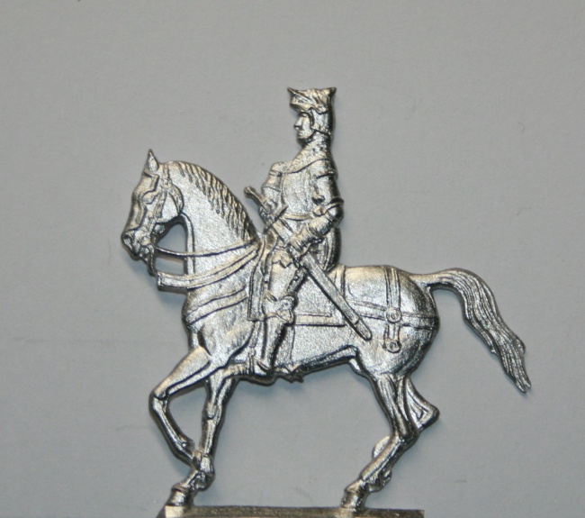 polnischer Ritter zu Pferd, Schwert ziehend mit geöffnetem Visier