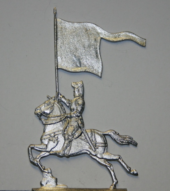 polnischer Ritter zu Pferd mit Gonfanon anreitend