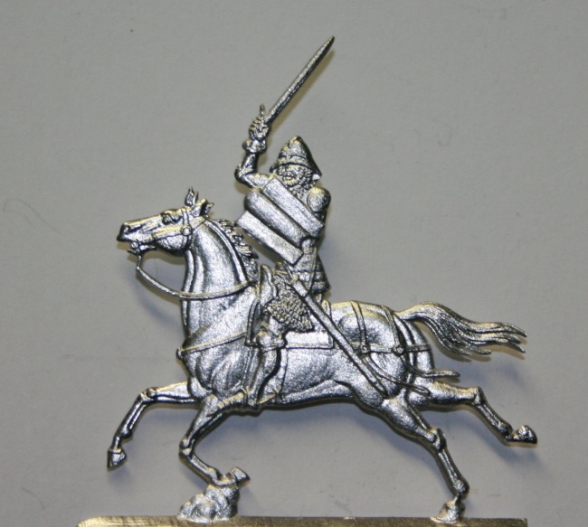 polnischer Ritter zu Pferd mit Schwert und Reiterpavese