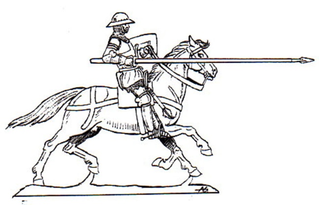Ritter des Orden zu Pferd mit eingelegter Lanze verfolgend/angreifend - Kombinationsfigur