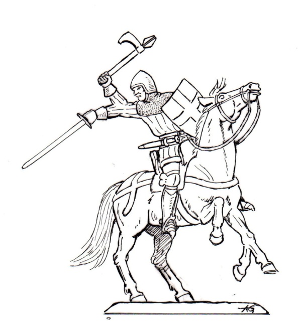 Ritter des Orden zu Pferd kämpfend - Kombinationsfigur