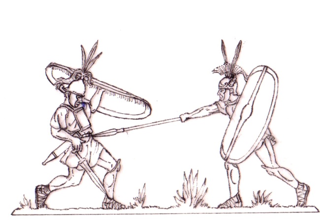 Kampfgruppe Samniten Krieger gegen römischen Legionär