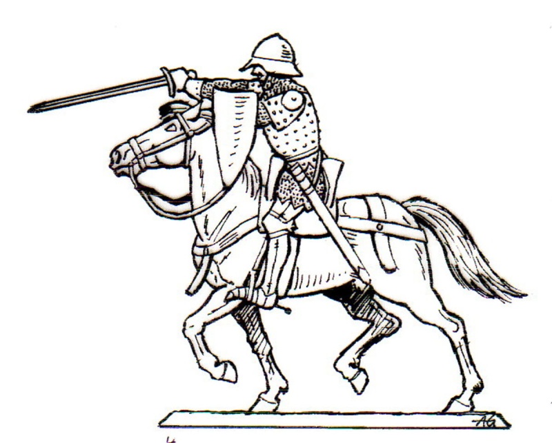 polnischer Ritter mit Schwert angreifend