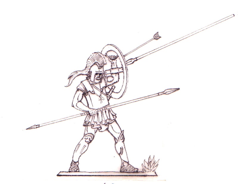 Hoplite feindlichen Speer mit Schild abwehrend