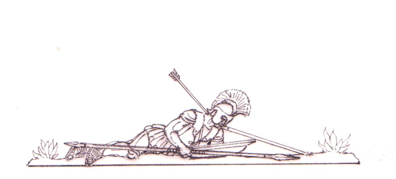 verwundeter Hoplite am Boden liegend