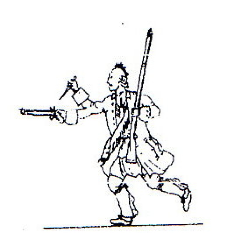 Irokese mit Gewehr und oder Messer/Pistole rennend - Kombinationsfigur
