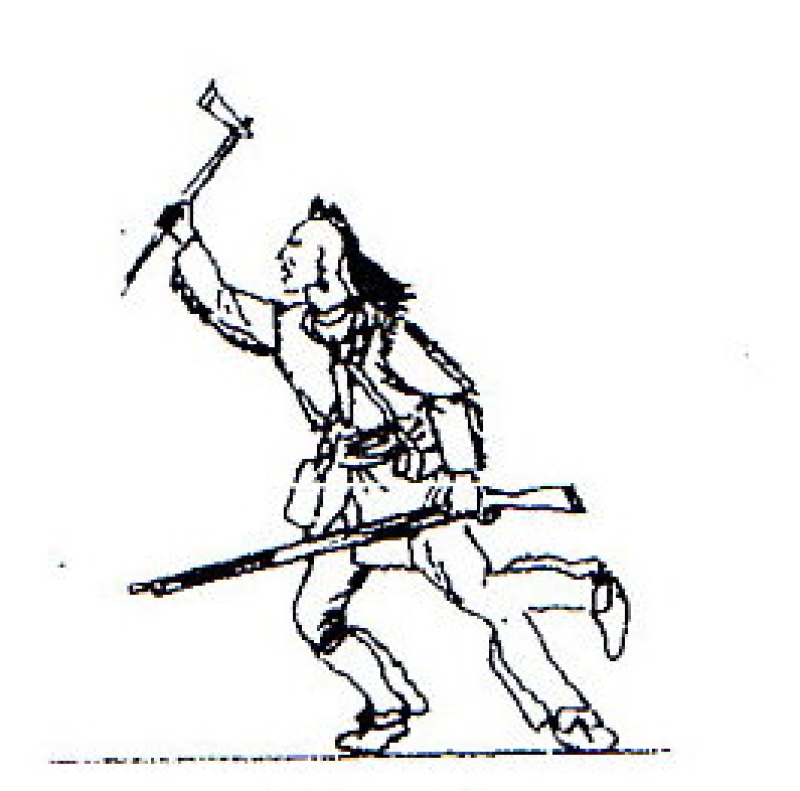 Irokese mit Gewehr und Tomahawk angreifend - Kombinationsfigur