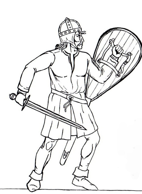 Normanne mit Schild und Schwert