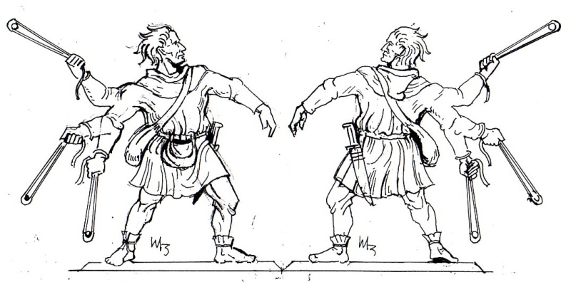 Bauernkrieger mit Steinschleuder - Kombinationsfigur