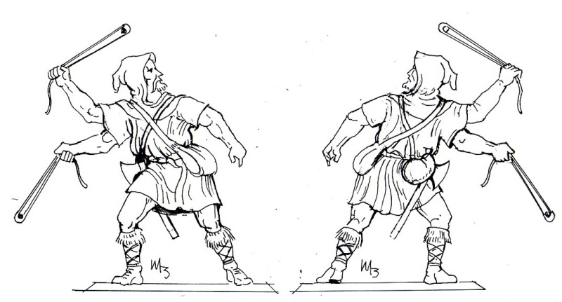 Bauernkrieger mit Steinschleuder - Kombinationsfigur