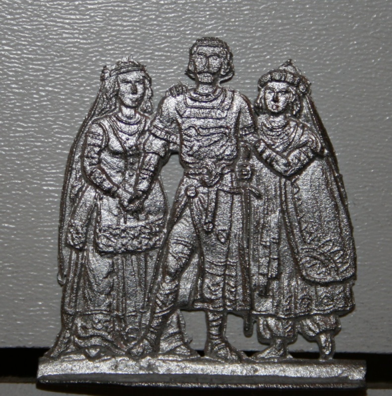 Ritter zur Zeit der Kreuzzeüge mit 2 Frauen