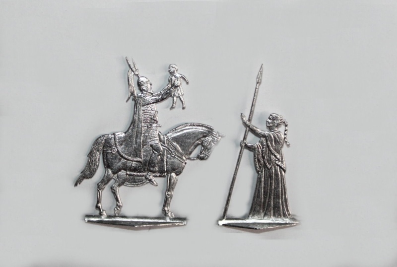 keltischer Krieger verabschiedet sich von seiner Familie